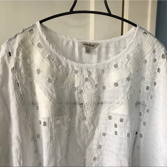 NWOT Lucky Brand Embroidered Eyelet Fringe Top - Picture 2 of 10